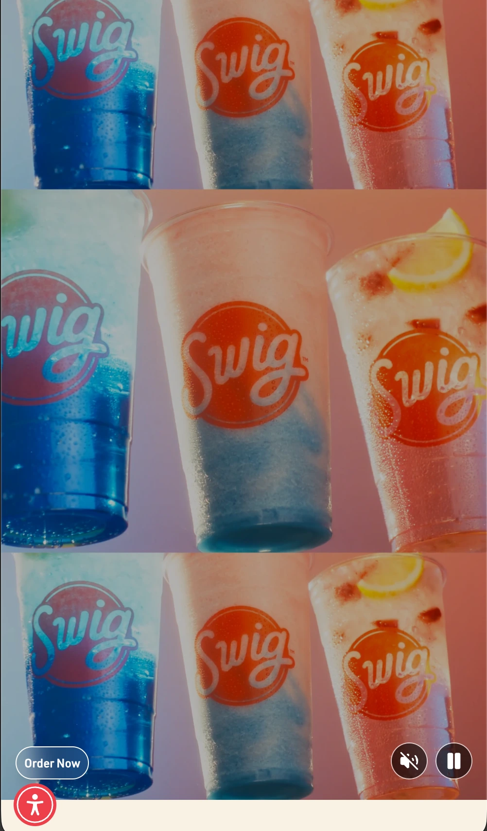 Colorful Swig drinks from the original layout’s video placeholder